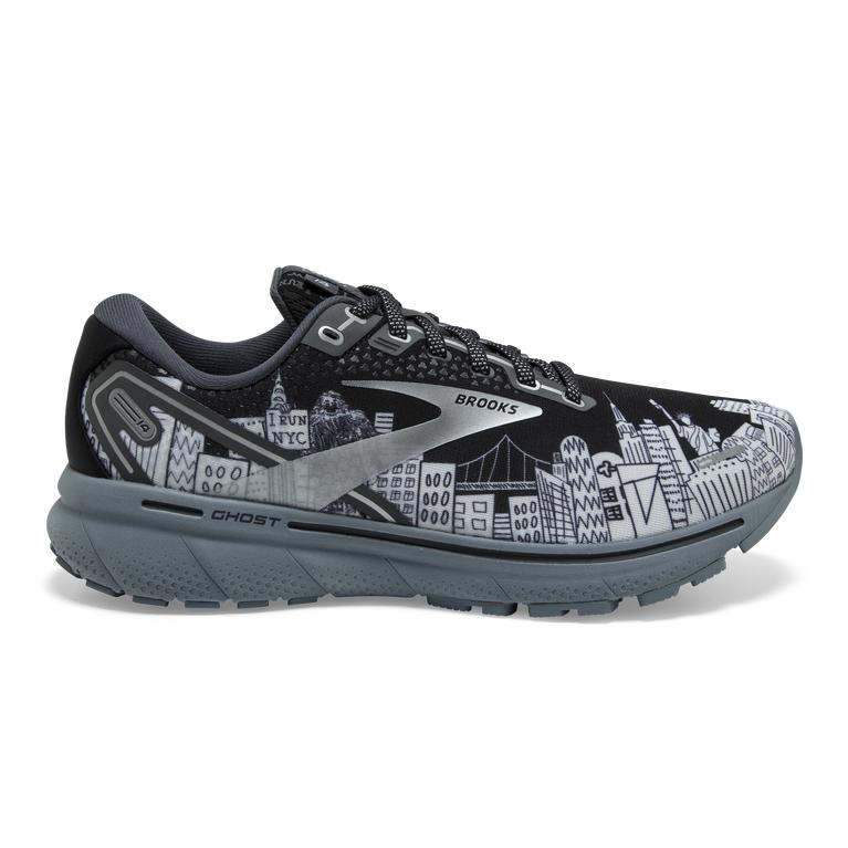 Brooks Women's Ghost 14 Cushioned Road Running Shoes - Black/Ebony/grey Charcoal/Sleet (DISU19723)